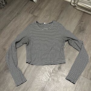 Arket Striped Black and White Long Sleeve Top